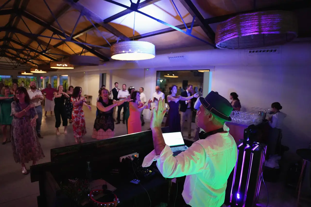 Ian Preston DJing at a wedding reception on the Costa del Sol
