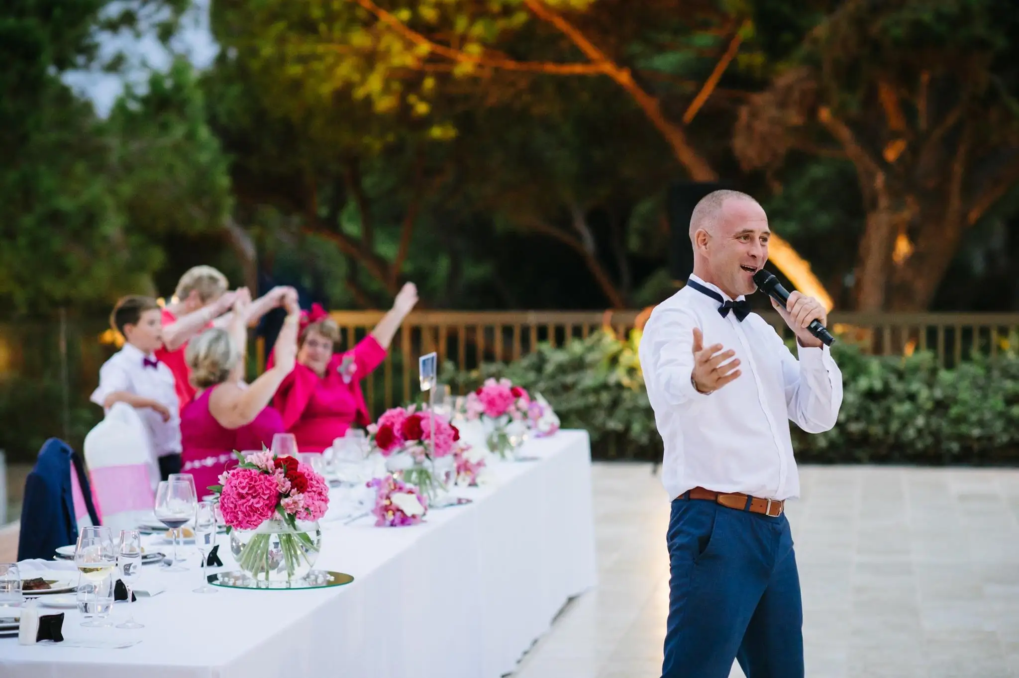 American wedding party celebrating on the Costa del Sol